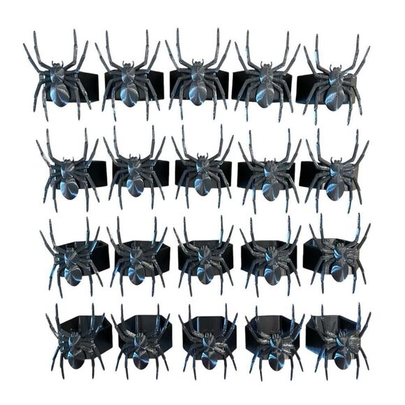 Hallowe'en Spooky Black Hexagon Spider Napkin Rings – Set of 20 - Picture 2 of 8